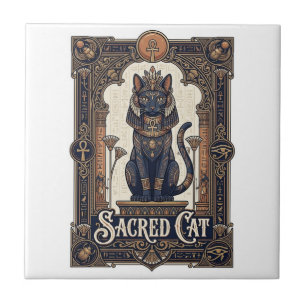 Azulejo Gato Sagrado Gato Antiguo Egipto Arte Vectorial Vi