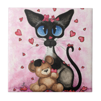 Azulejo Gato siamés día de San Valentín por Bihrle