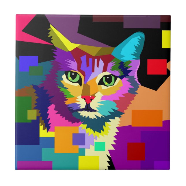 Azulejo Gato WPAP multicolor 656 (Frente)