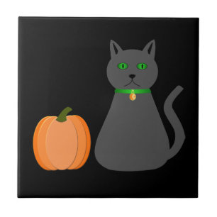Azulejo Gato y calabaza de Halloween