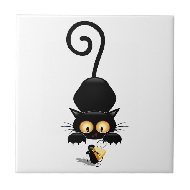 Azulejo Gato y ratón con personajes de dibujos animados di (Frente)