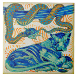 Azulejo Gato y serpiente de la jungla William De Morgan Re