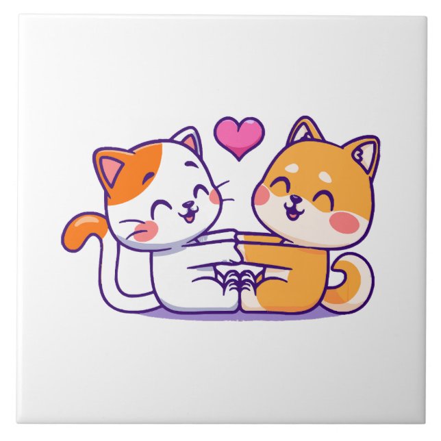Azulejo Gato y Shiba Inu (Frente)