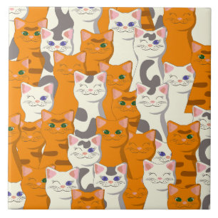 Azulejo Gatos blancos y jengibre patrón ojos verdes ojos a
