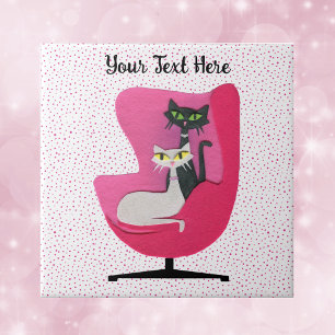 Azulejo Gatos Bonitos Silla Rosa De Lunares De Estilo Mode