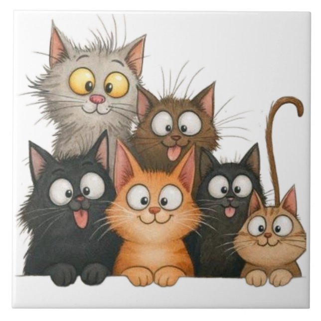 Azulejo Gatos caprichosos lindos (Frente)