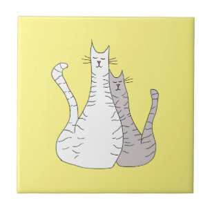 Azulejo Gatos Cuidados Tabby Kitties Amarillo