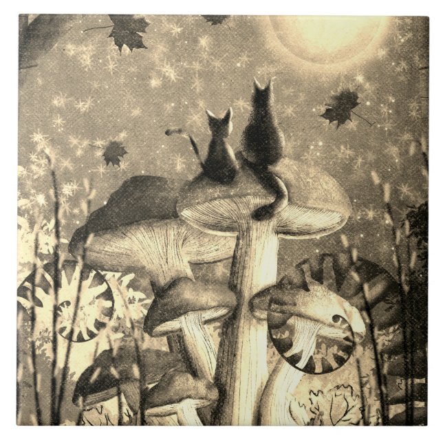 Azulejo Gatos de champiñón (Frente)