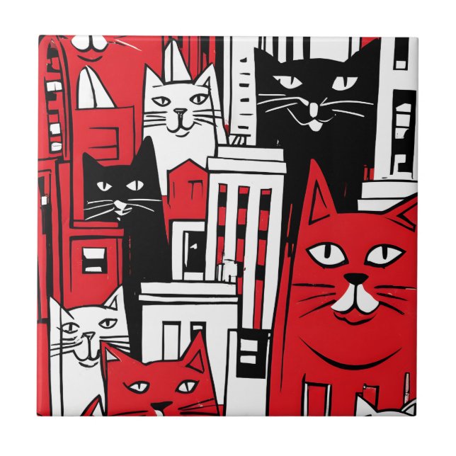 Azulejo Gatos en Nueva York (Frente)