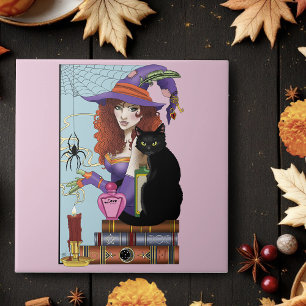 Azulejo Gatos Libros Pociones De Brujas