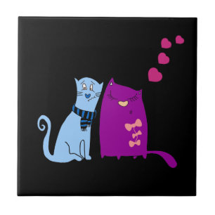 Azulejo Gatos lindos aman el diseño