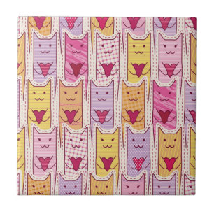 Azulejo Gatos lindos con los corazones cariñosos