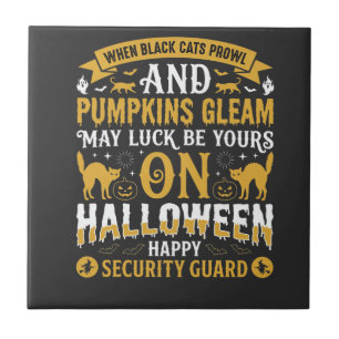Azulejo Gatos Negros de Halloween y Guardias de Seguridad