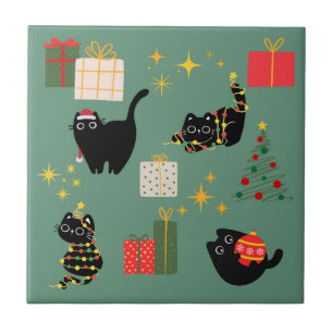 Azulejo Gatos negros de Navidad
