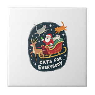 Azulejo Gatos para todos Navidad Gato Divertido Navidad Mu