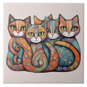 Azulejo gatos tranquilos 3 mosaico