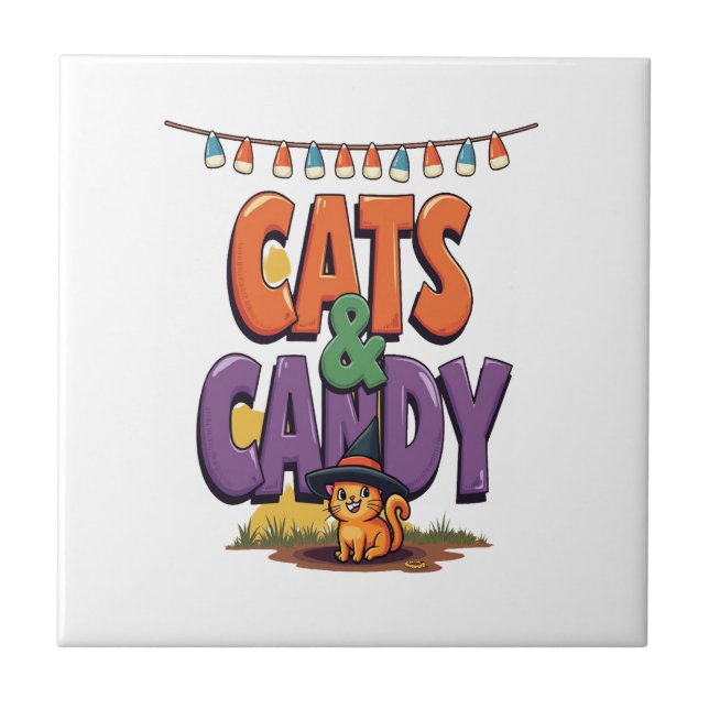Azulejo Gatos y caramelos (Frente)