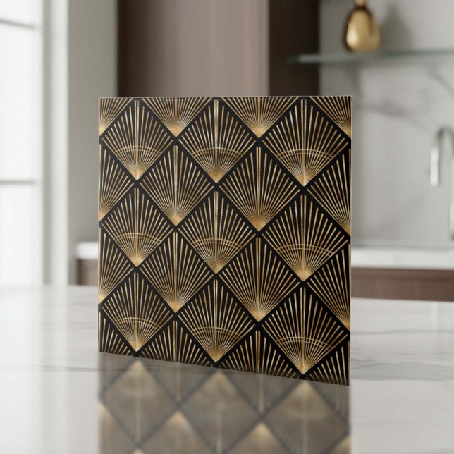 Azulejo Gatsby Gold Art Deco Fan Pattern ID1188 (Subido por el creador)