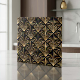 Azulejo Gatsby Gold Arte Deco Abanico Patrón ID1188