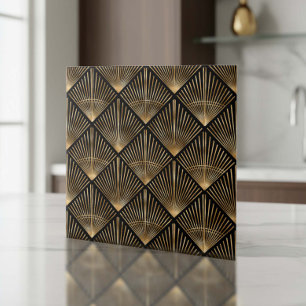 Azulejo Gatsby Gold Arte Deco Abanico Patrón ID1188