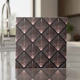 Azulejo Gatsby Rosa Dorado Patrón de Ventilador Art Deco I