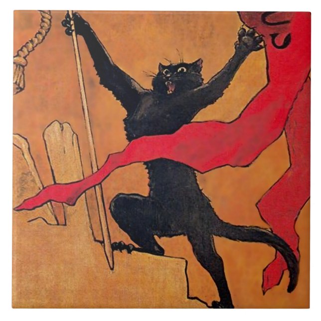 Azulejo "Gaudeamus Cat" por Theophile Steinlen (Frente)
