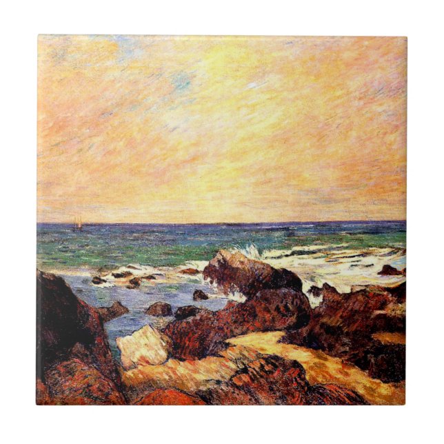 Azulejo Gauguin - Rocas y Mar, arte fino, (Frente)
