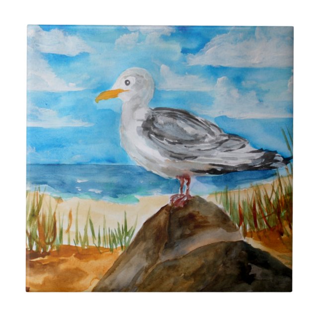 Azulejo Gaviota en la playa (Frente)