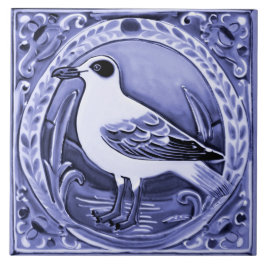 Azulejo Gaviota marina azul y blanca