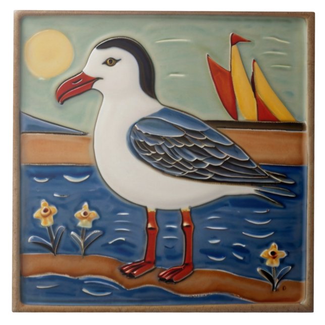 Azulejo Gaviota marina oceánica (Frente)