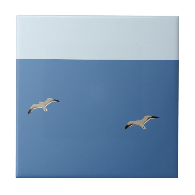 Azulejo Gaviotas de cielo azul liberan a los glidos voland (Frente)