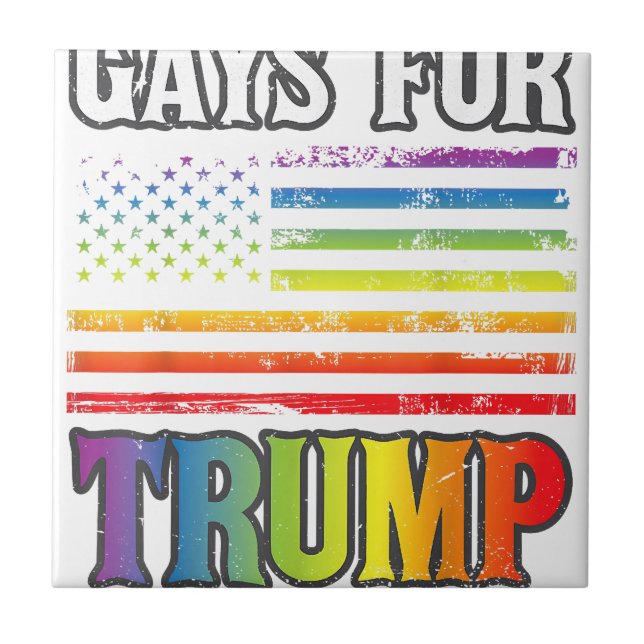 Azulejo Gays para Trump Orgullo LGBT Gay bandera arcoiris  (Frente)