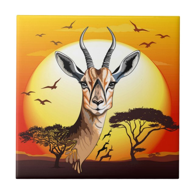 Azulejo Gazelle Animal salvaje Antelope africano (Frente)