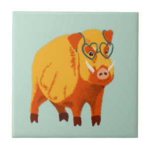 Azulejo Geek Pig Funny Boar Wild Animal