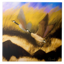 Azulejo Geese dorado