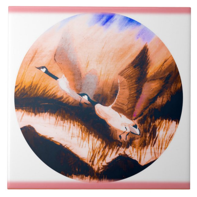 Azulejo Geese en Mauve (Frente)
