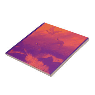 Azulejo Geese en Naranja y morado