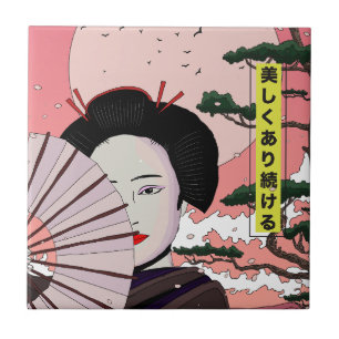 Azulejo Geisha Sé hermosa japonesa estilo manga japonés