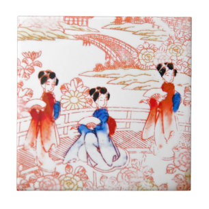 Azulejo Geishas en jardín