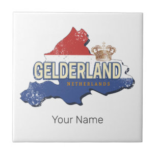 Azulejo Gelderland Países Bajos Vintage Map Dutch Souvenir