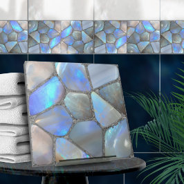 Azulejo Gema de piedra lunar y plata- Células mosaicas Res