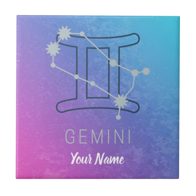 Azulejo Gemini Signo de estrella zodiaca Horóscopo acuátic (Frente)