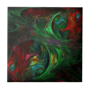 Azulejo Génesis Green Abstract Art Tile
