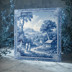 Azulejo Gente del Campo Toile De Jouy Francés Pastoral Azu