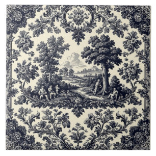 Azulejo Gente Rústica del Campo Toile Francés Escenario Pa