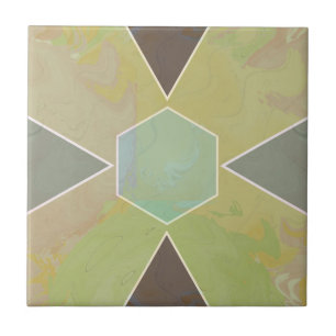 Azulejo Geo Abstract Pastel Marble Olive Green