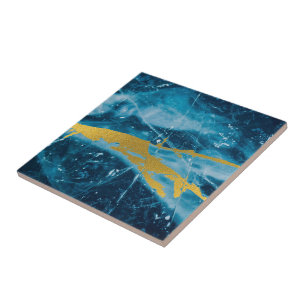 Azulejo Geode Agate Gemstone Blue and Gold