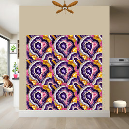 Azulejo Geode Ametría de cristal de cuarzo rosado de oro p