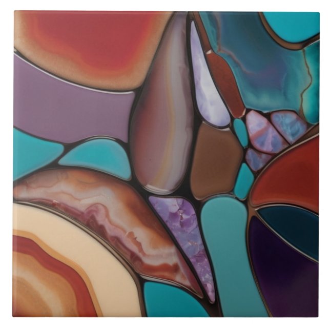 Azulejo Geode - Arte abstracto de mosaico de vidrio fino (Frente)