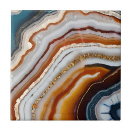 Azulejo Geode de la Agitación de Oro Azul Blanco de la Ter